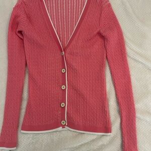 Bobby Jones Coral Button-Up Cardigan